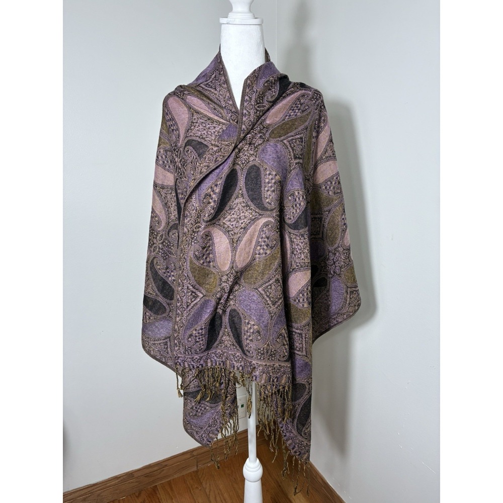 pashmina scarf wrap shawl 70% Pashmina 30% Silk Purple Quite Luxury